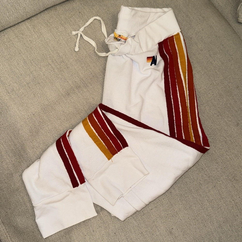 Aviator nation, drawstring, joggers with red orange stripes
